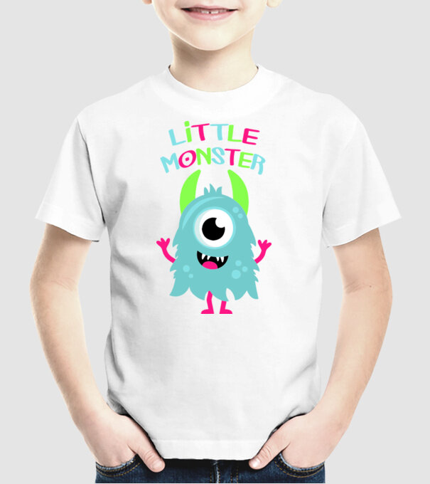 Little monster model alb pe tricou
