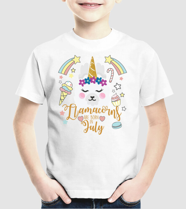 Llamacorns are born in July model alb pe tricou