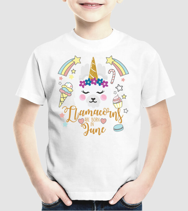 Llamacorns are born in June model alb pe tricou