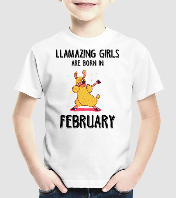 llamazing girls are born in february black model alb pe tricou