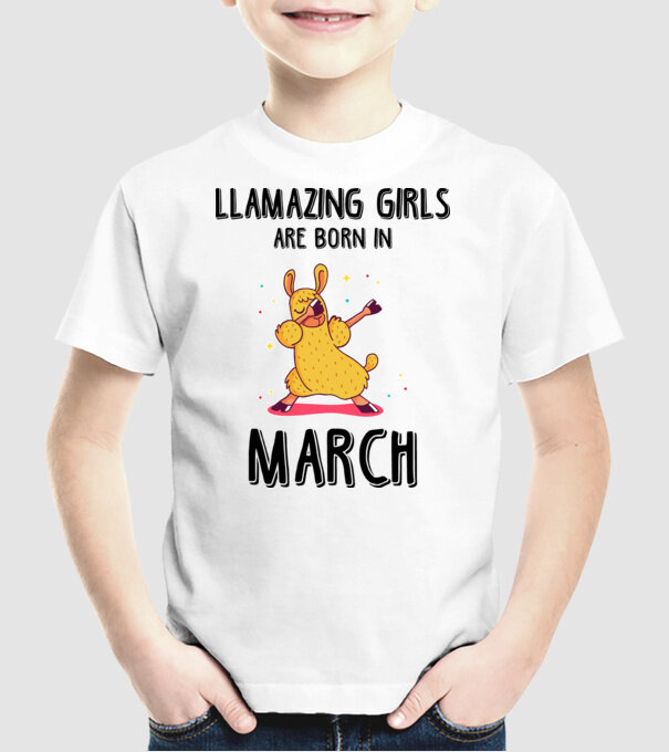llamazing girls are born in march black model alb pe tricou