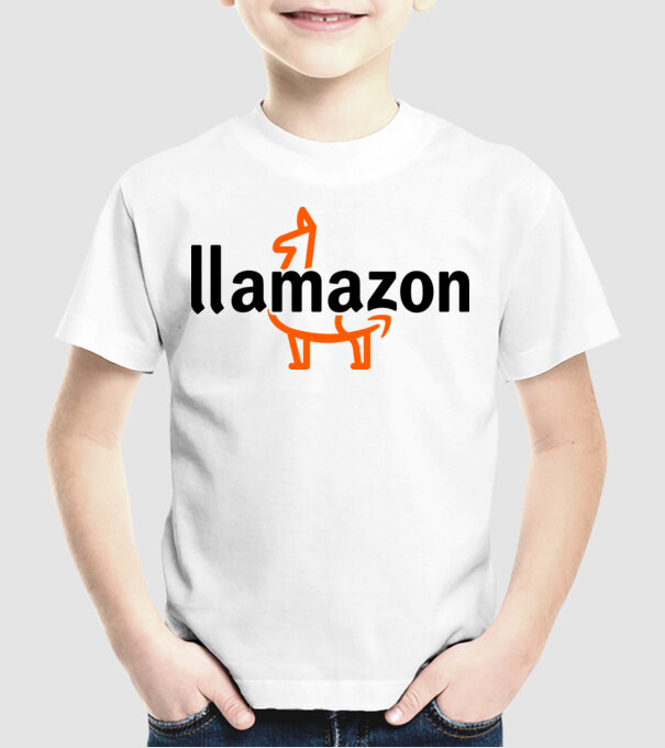 Llamazon model alb pe tricou