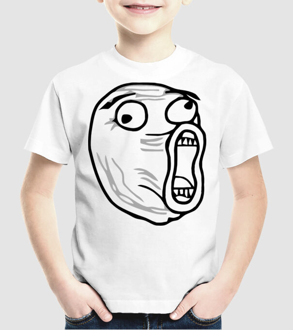 LOL Face model alb pe tricou
