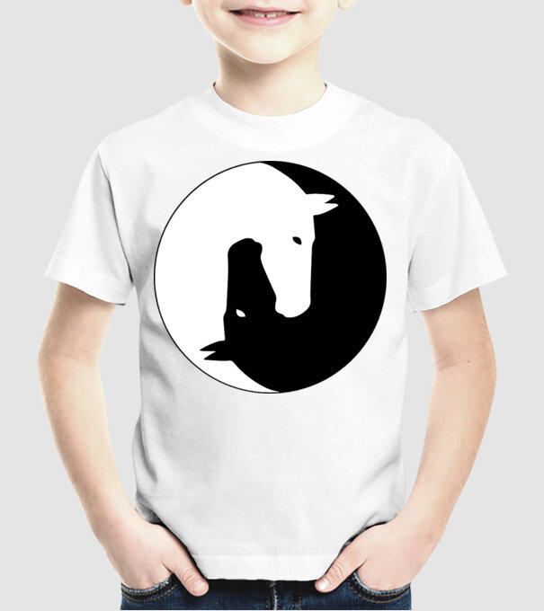 Lovas ying-yang model alb pe tricou