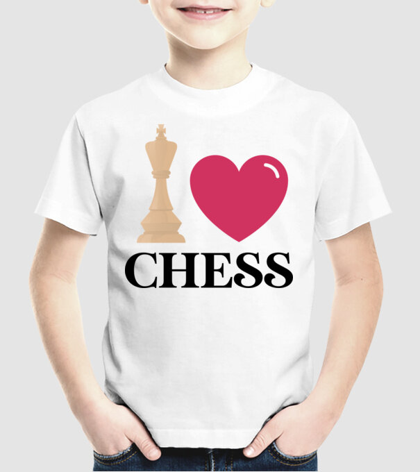 Love chess model alb pe tricou