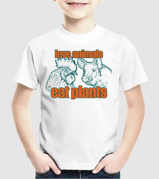love animals model alb pe tricou