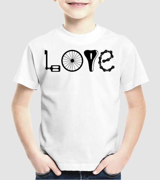 love bicicletă model alb pe tricou