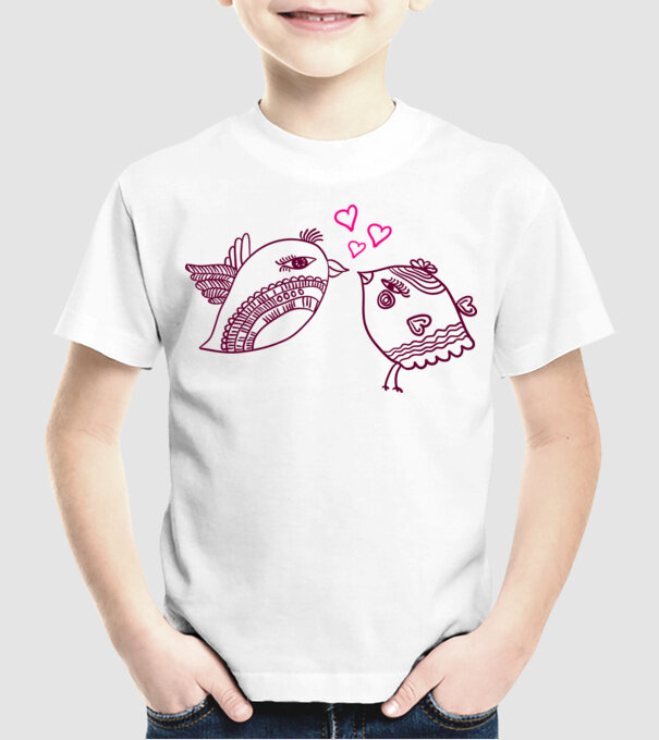 lovebirds model alb pe tricou