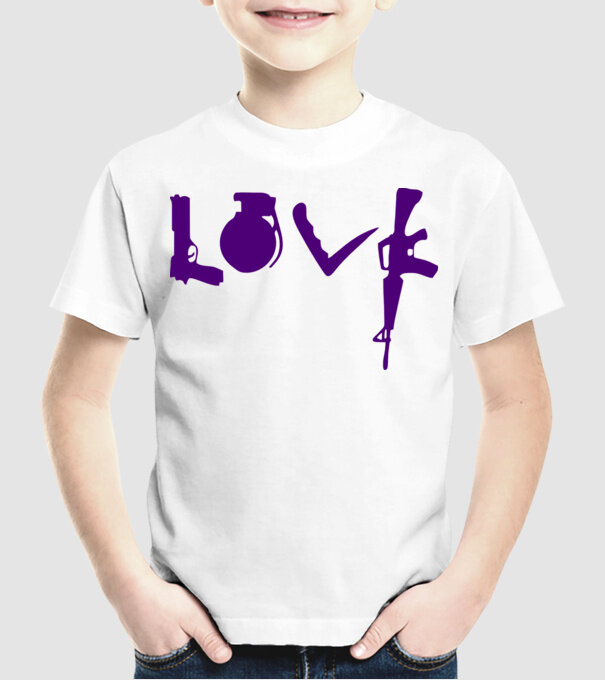 Lovegun model alb pe tricou