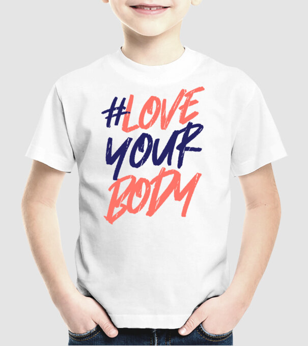 #loveyourbody model alb pe tricou
