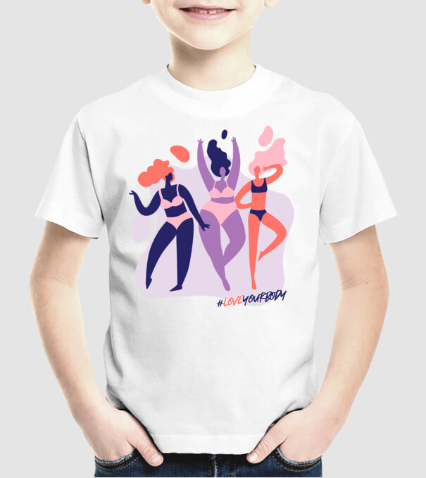 #loveyourbody model alb pe tricou