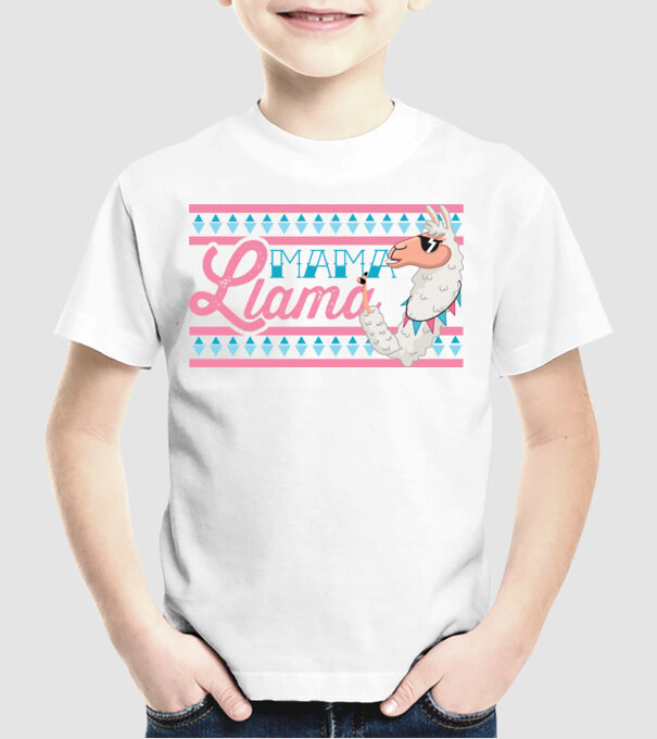 Mama LLama model alb pe tricou