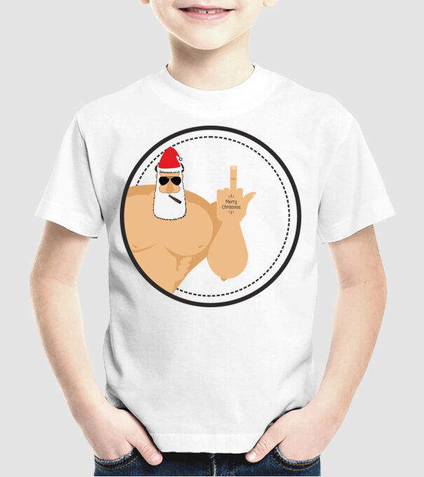 'Merry F''in Xmas' model alb pe tricou