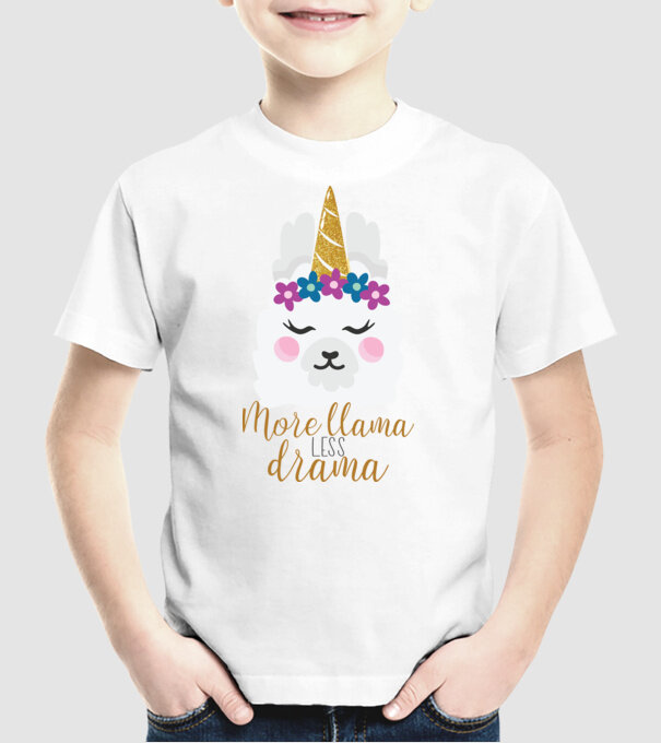 More Llama less drama model alb pe tricou
