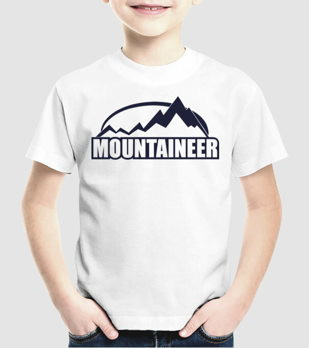 mountaineer model alb pe tricou