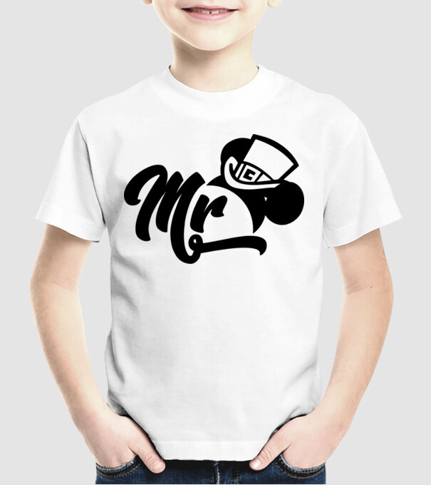 Mr Mouse model alb pe tricou