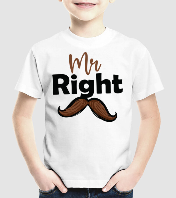 Mr right model alb pe tricou
