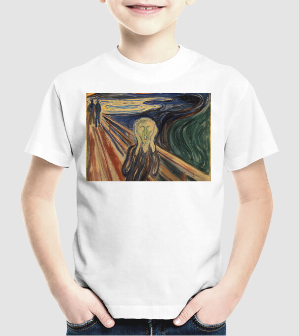 Pictură Munch Mască model alb pe tricou