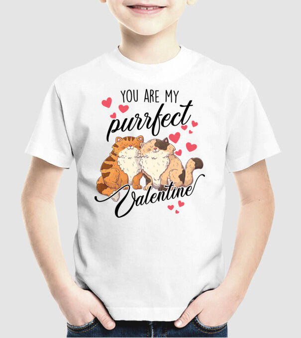 My purrfect valentine model alb pe tricou