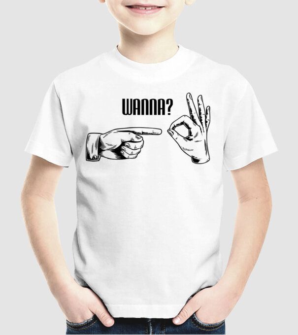 International Hand sign model alb pe tricou