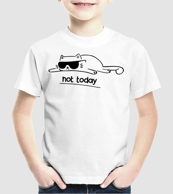 not today kitty model alb pe tricou