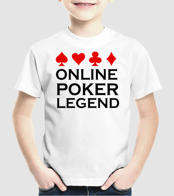 Online Poker Legend model alb pe tricou