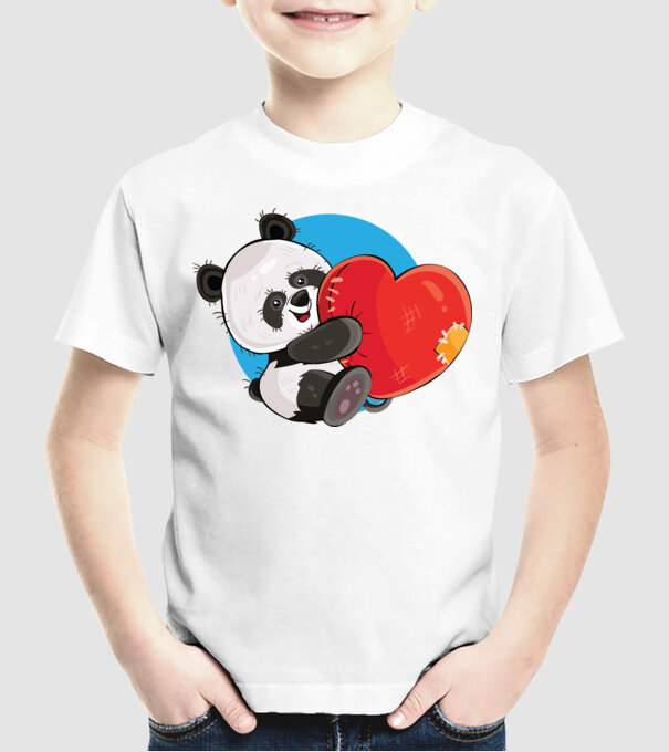 Dragoste panda model alb pe tricou