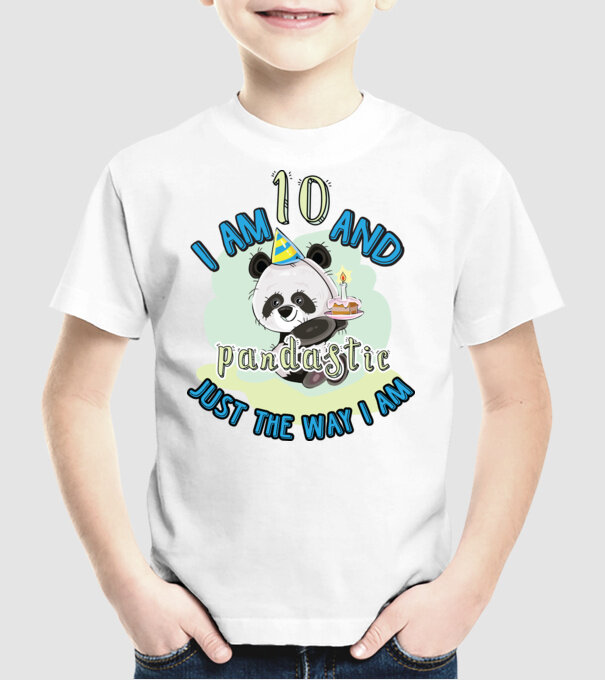 PANDASTIC 10 model alb pe tricou