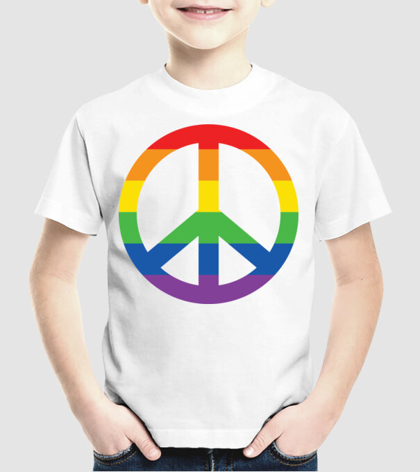 Peace pride model alb pe tricou