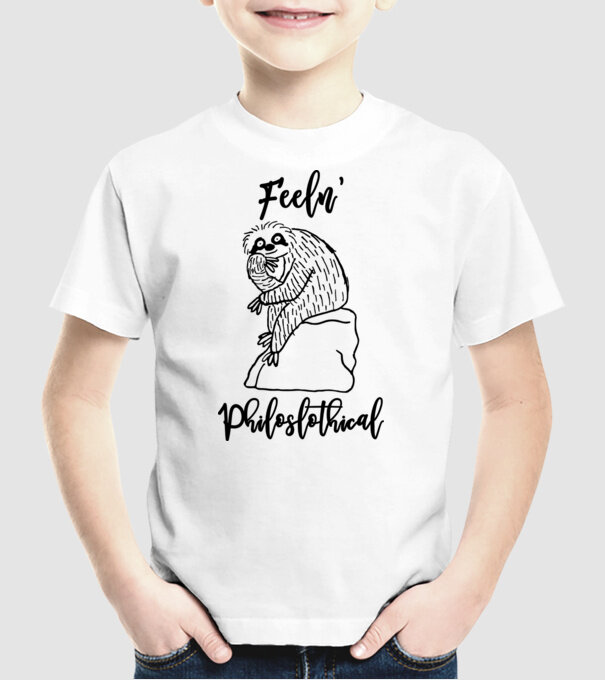 Philoslothical model alb pe tricou