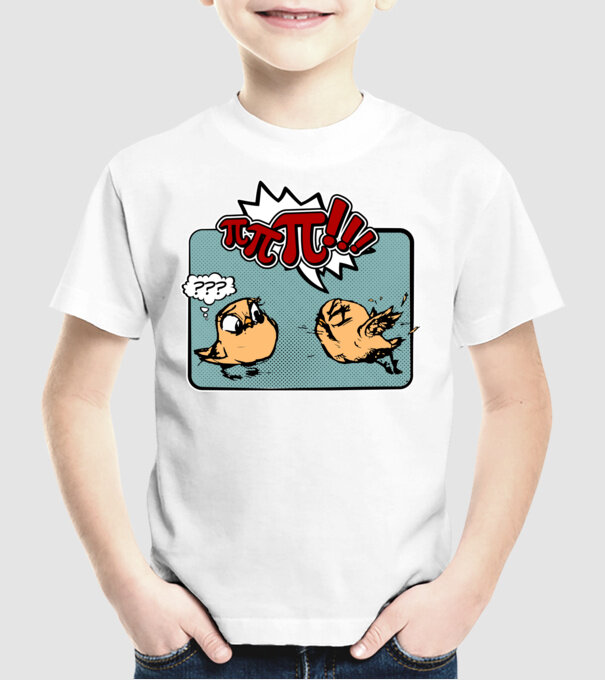 Pi Pi model alb pe tricou