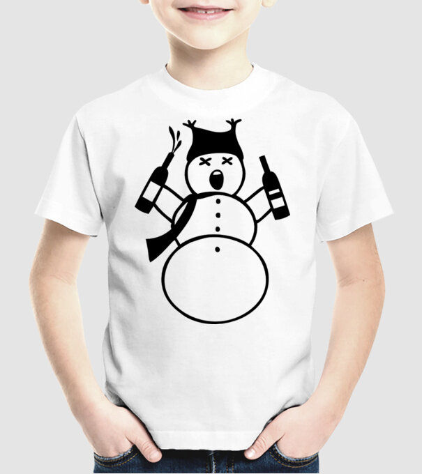 Om de zăpadă beat model alb pe tricou