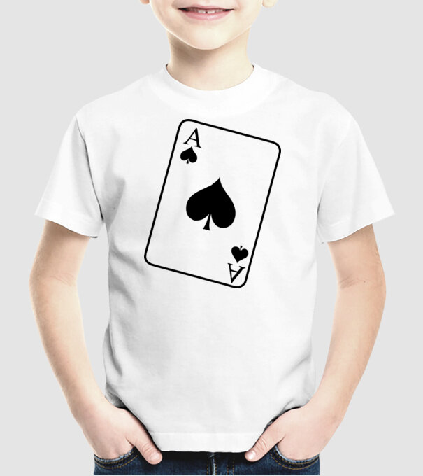 As de pică model alb pe tricou