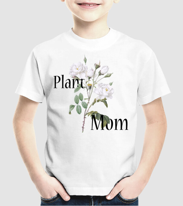 Plant mom model alb pe tricou