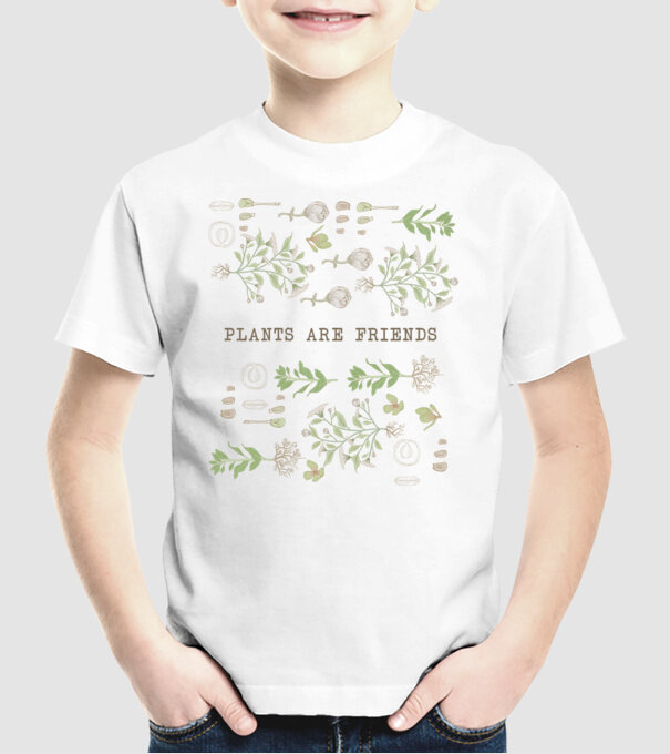 Plants are friends model alb pe tricou