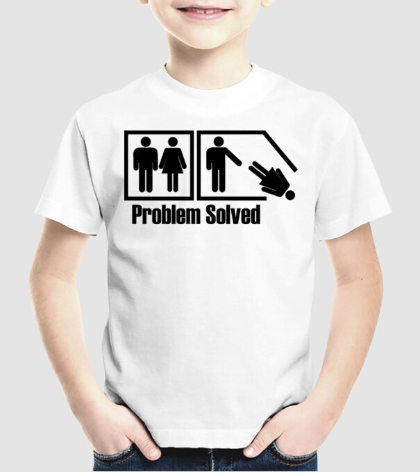 Problem solved model alb pe tricou