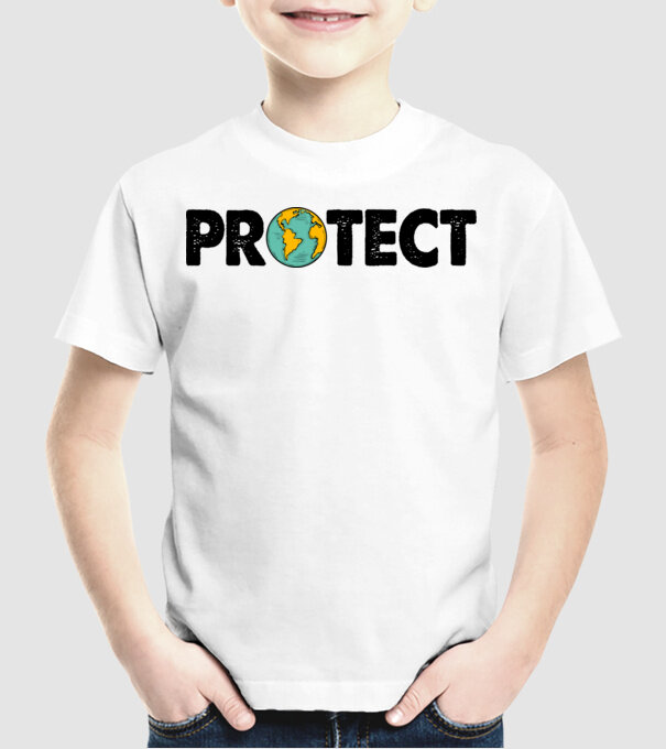Protect earth model alb pe tricou