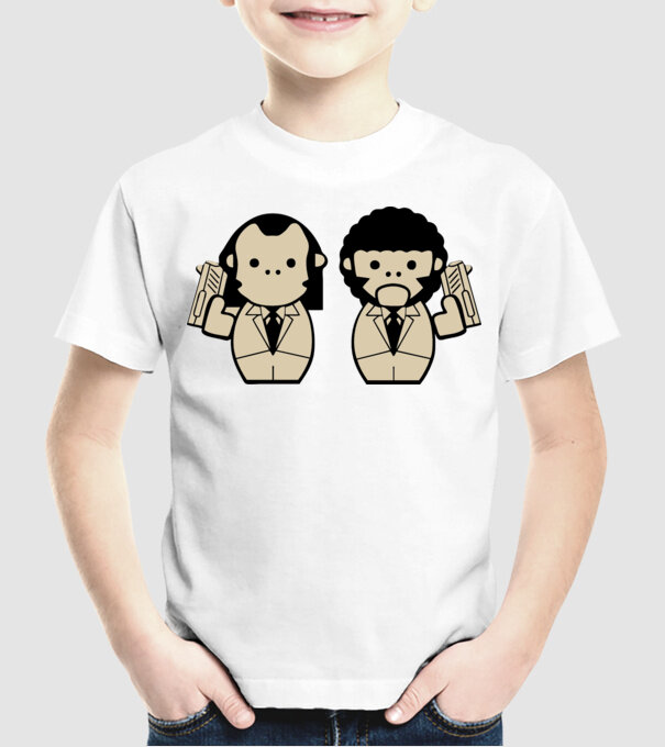 Pulp Fiction draw model alb pe tricou