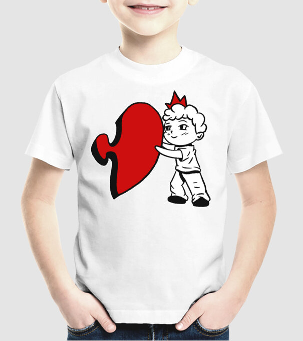 Pereche Puzzle băiat model alb pe tricou
