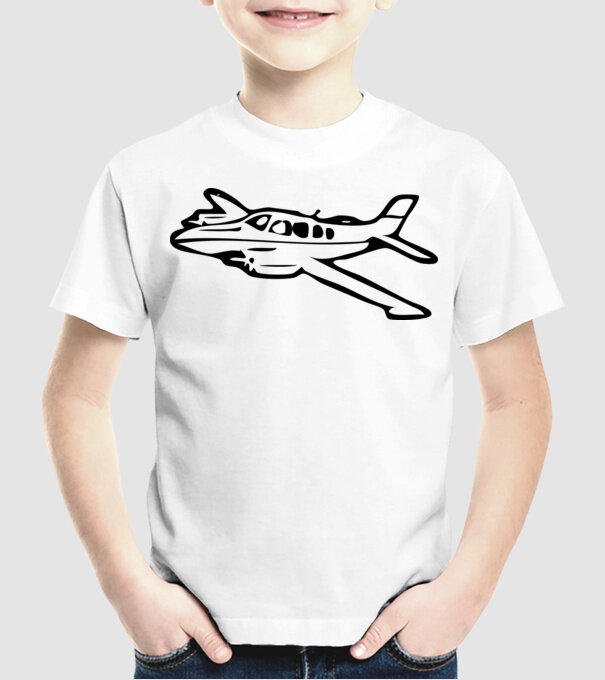 avion model alb pe tricou