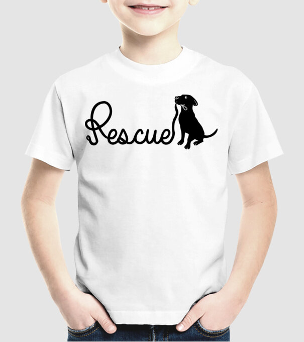 Rescue dog model alb pe tricou