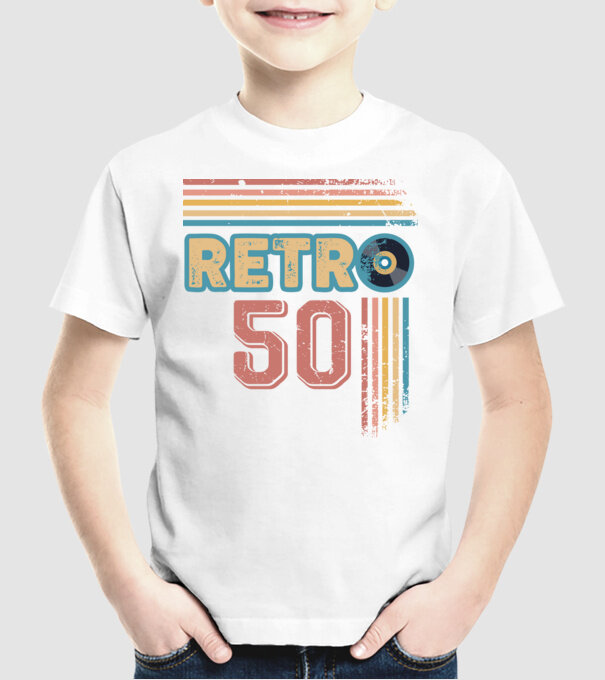 Retro 50 Birthday model alb pe tricou