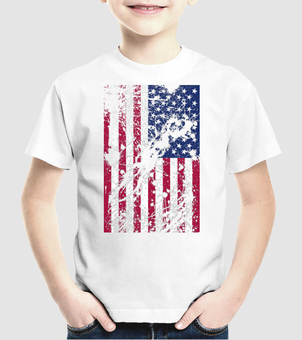 ripped flag U.S. model alb pe tricou