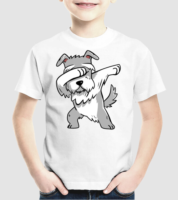 Schnauzer DAB model alb pe tricou