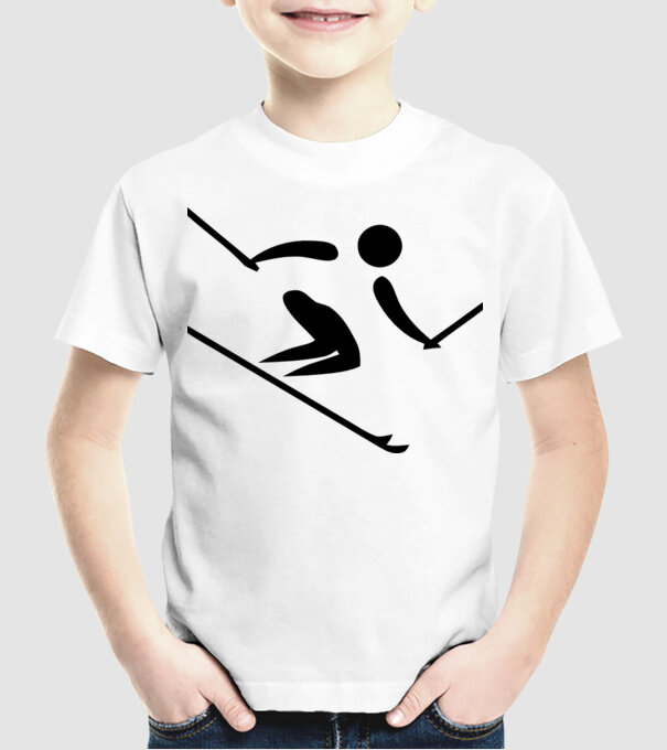 Schi model alb pe tricou