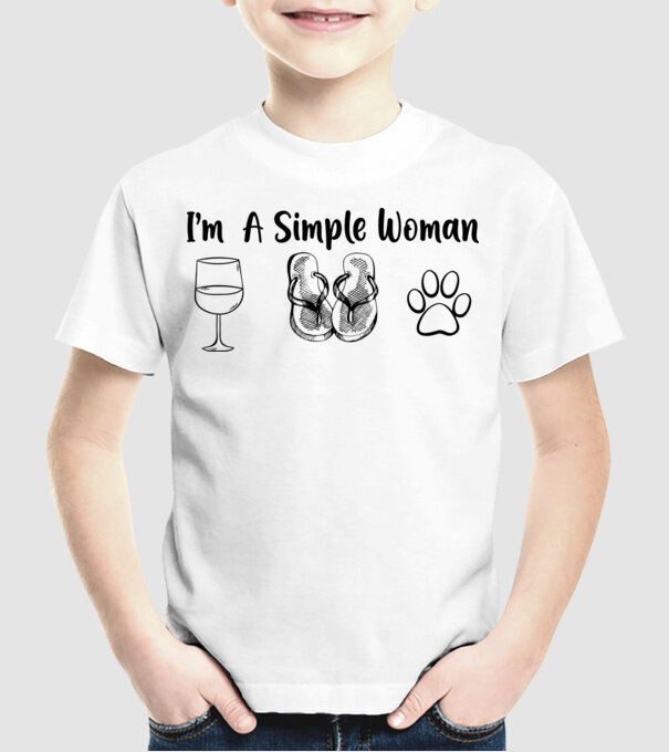 Simple doggy woman model alb pe tricou