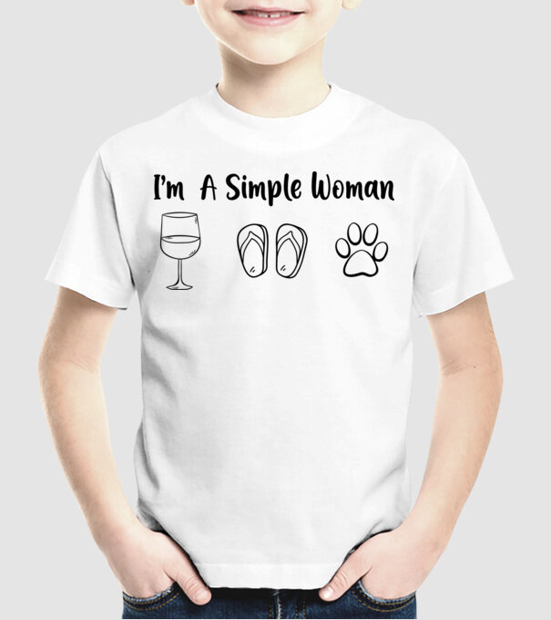 Simple doggy woman model alb pe tricou