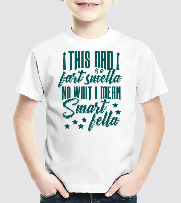Smart fella dad model alb pe tricou