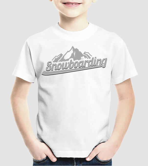 Snowboarding model alb pe tricou