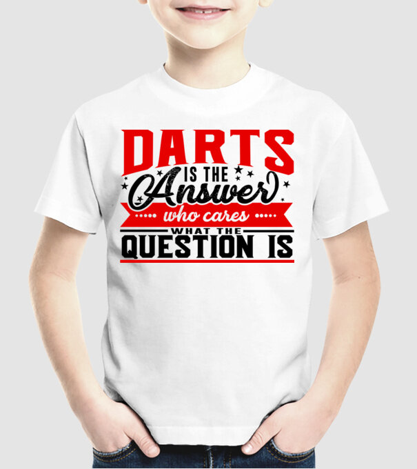Sport is the answer DARTS model alb pe tricou